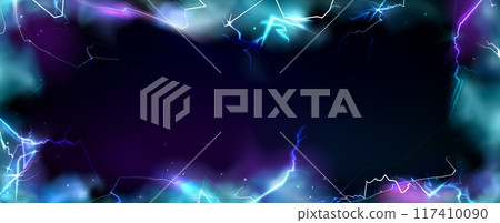 Color lightning frame isolated on black Color lightning frame isolated on black 117410090