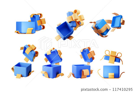 3D open gift box set isolated 3D open gift box set isolated 117410295