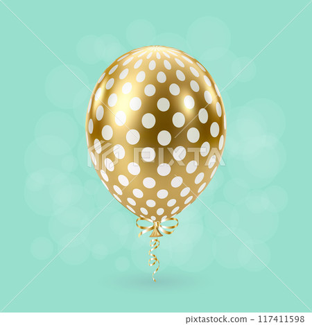 White Gold balloon. 3D Luxury realistic balloons. Dotted pattern 117411598