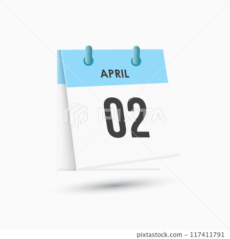 April 2 - calendar and Time planner. Daily Calendar Icon reminder. Vector Illustration. April 2 - calendar and Time planner. Daily Calendar Icon reminder. Vector Illustration. 117411791