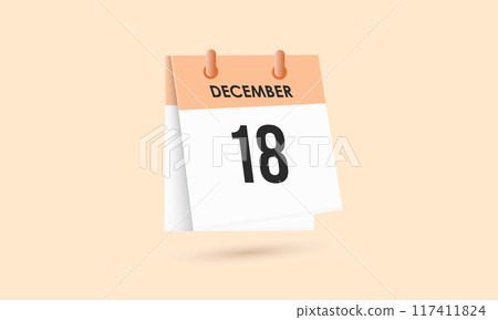 December 18 - calendar and Time planner. Daily Calendar Icon reminder. Vector Illustration. 117411824