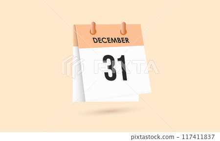 December 31 - calendar and Time planner. Daily Calendar Icon reminder. Vector Illustration. 117411837