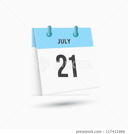 July 21 - calendar and Time planner. Daily Calendar Icon reminder. Vector Illustration. July 21 - calendar and Time planner. Daily Calendar Icon reminder. Vector Illustration. 117411866