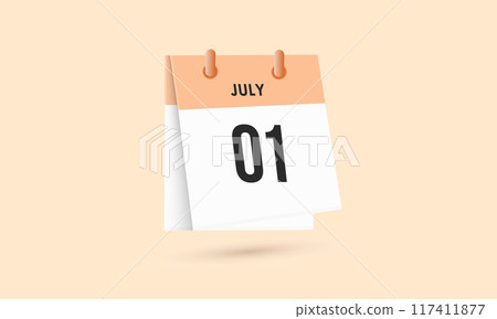 July 1 - calendar and Time planner. Daily Calendar Icon reminder. Vector Illustration. 117411877