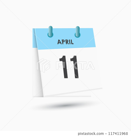 April 11 - calendar and Time planner. Daily Calendar Icon reminder. Vector Illustration. 117411968