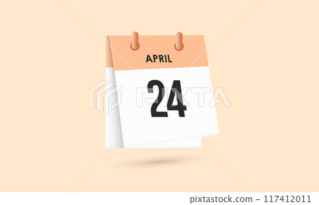April 24 - calendar and Time planner. Daily Calendar Icon reminder. Vector Illustration. 117412011