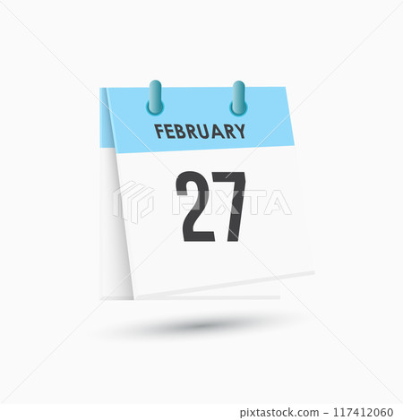 February 27 - calendar and Time planner. Daily Calendar Icon reminder. Vector Illustration. 117412060