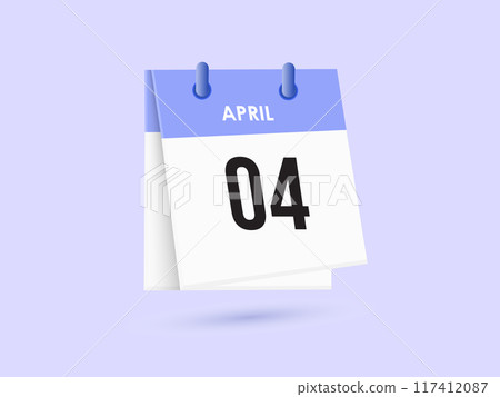 April 4 - calendar and Time planner. Daily Calendar Icon reminder. Vector Illustration. April 4 - calendar and Time planner. Daily Calendar Icon reminder. Vector Illustration. 117412087