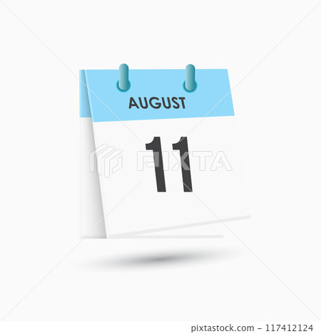 August 11 - calendar and Time planner. Daily Calendar Icon reminder. Vector Illustration. 117412124
