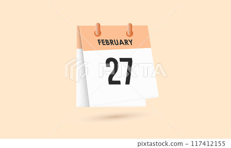 February 27 - calendar and Time planner. Daily Calendar Icon reminder. Vector Illustration. 117412155