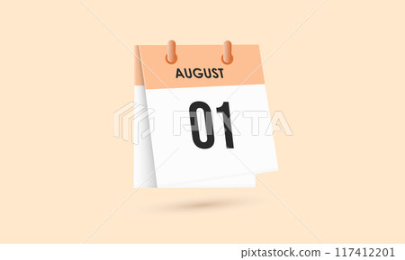 August 1 - calendar and Time planner. Daily Calendar Icon reminder. Vector Illustration. August 1 - calendar and Time planner. Daily Calendar Icon reminder. Vector Illustration. 117412201