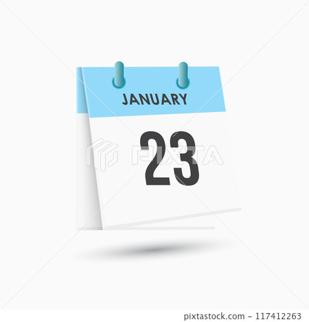 January 23 - calendar and Time planner. Daily Calendar Icon reminder. Vector Illustration. 117412263