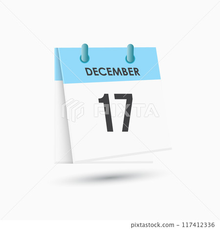 December 17 - calendar and Time planner. Daily Calendar Icon reminder. Vector Illustration. 117412336