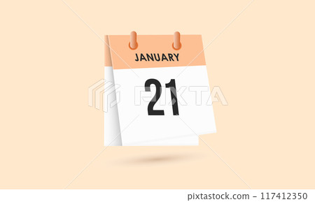 January 21 - calendar and Time planner. Daily Calendar Icon reminder. Vector Illustration. 117412350