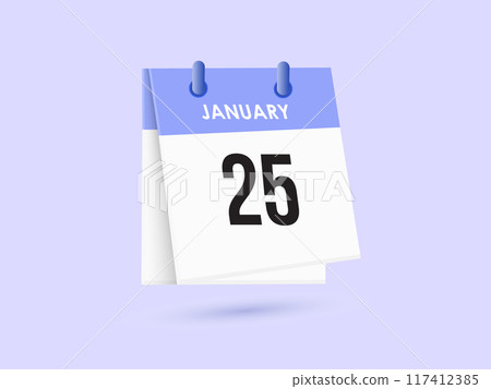 January 25 - calendar and Time planner. Daily Calendar Icon reminder. Vector Illustration. January 25 - calendar and Time planner. Daily Calendar Icon reminder. Vector Illustration. 117412385