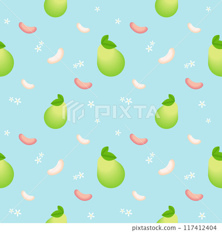向量手繪柚子無縫圖案背景 117412404