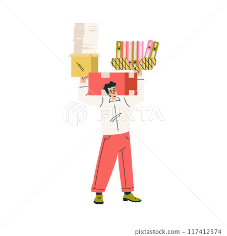Multitasking Man Character Doing Multiple Task Carry Folder and Document Vector Illustration Multitasking Man Character Doing Multiple Task Carry Folder and Document Vector Illustration 117412574
