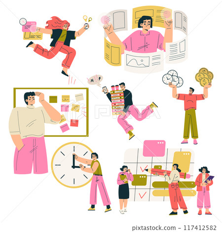 Multitasking People Character Doing Multiple Task Vector Set Multitasking People Character Doing Multiple Task Vector Set 117412582