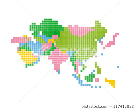 亞洲彩色地圖_像素藝術 117412858