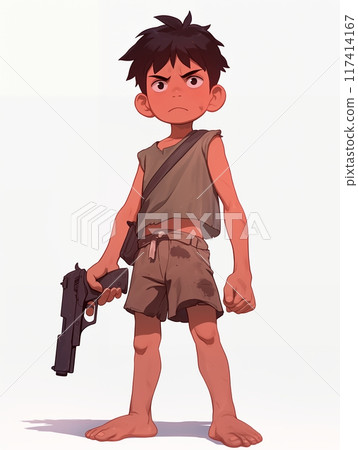 Illustration of an orphan suffering from poverty Illustration of an orphan suffering from poverty 117414167