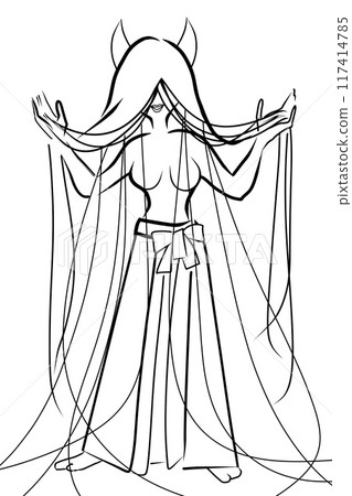 Monster Hair Demon Line Drawing Monster Hair Demon Line Drawing 117414785