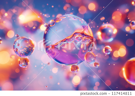 Beautiful colorful soap bubble background material AI generated image 117414811