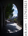 Cityscape seen from the tunnel 117414823