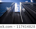 Landscape of the office town looking up at a skyscraper 117414828