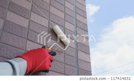 Paint roller and exterior wall | Renovation, painting contractor, DIY image Paint roller and exterior wall | Renovation, painting contractor, DIY image 117414832