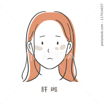Illustration material of a woman suffering from blemishes (liver spots) 117414837