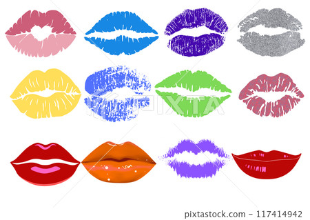 kissing stock image Imprint colorful lips. Female mouth for prints. Beautiful kiss for design. lips tracing, kissing stock image Imprint colorful lips. Female mouth for prints. Beautiful kiss for design. lips tracing, 117414942