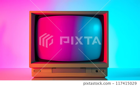 Retro Style Monitor Neon Colors 117415029