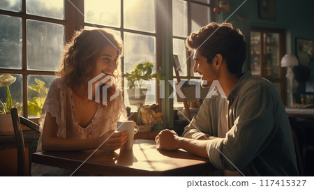 couple, coffee, talking 117415327