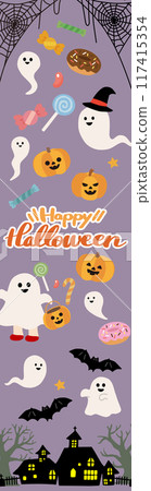 可愛的萬聖節向量橫幅插畫 117415354