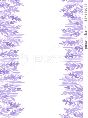 Hand drawn watercolor lavender wildflower frame border isolated on white background. Can be used for book cover, invitation, poster and other printed products. 117415911