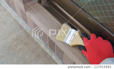 Exterior wall and balcony painting | Craftsmen and workers image Exterior wall and balcony painting | Craftsmen and workers image 117415991
