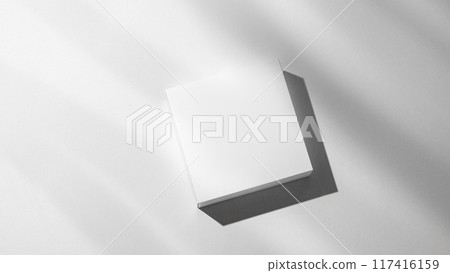 Modern empty podium for product. Minimal white box with shadows on a light background. 117416159