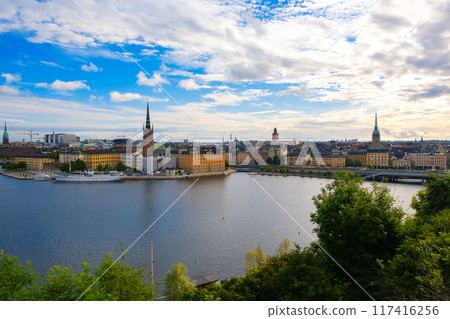Stockholm cityscape seen from a hill in Sweden Stockholm cityscape seen from a hill in Sweden 117416256