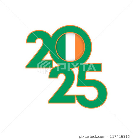 2025 banner with Ireland flag inside. Vector illustration. 2025 banner with Ireland flag inside. Vector illustration. 117416515