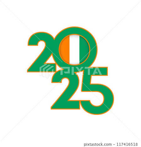 2025 banner with Ivory Coast flag inside. Vector illustration. 117416518