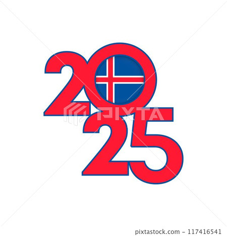 2025 banner with Iceland flag inside. Vector illustration. 117416541