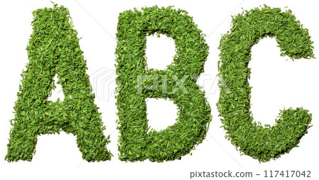 The letters A, B, and C are made out of grass 117417042
