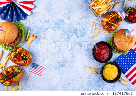 Traditional American food for celebrating July 4 Independence Day Traditional American food for celebrating July 4 Independence Day 117417661