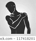 Male silhouette with shoulder pain illustration 117418201
