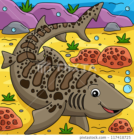 Leopard Shark Colored Cartoon Illustration 117418725