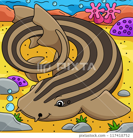 Pyjama Shark Colored Cartoon Illustration 117418752