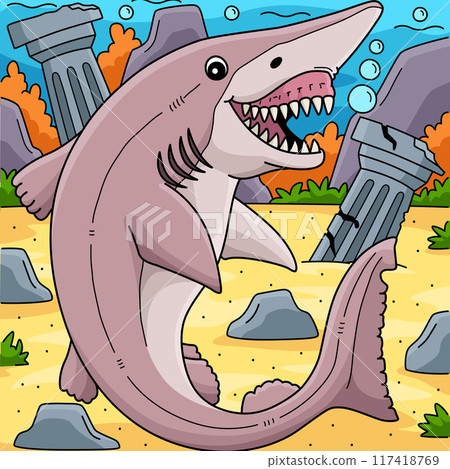 Goblin Shark Colored Cartoon Illustration Goblin Shark Colored Cartoon Illustration 117418769