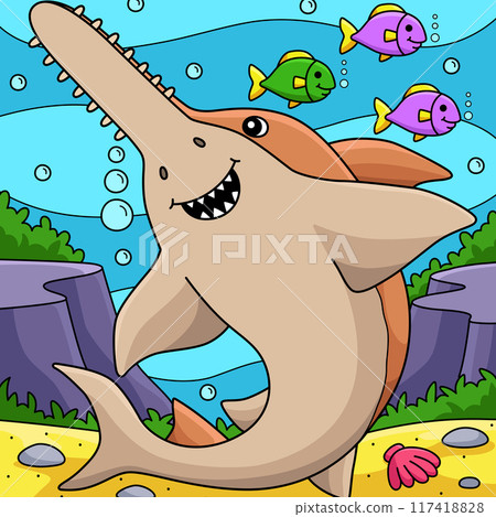 Sawshark Animal Colored Cartoon Illustration Sawshark Animal Colored Cartoon Illustration 117418828