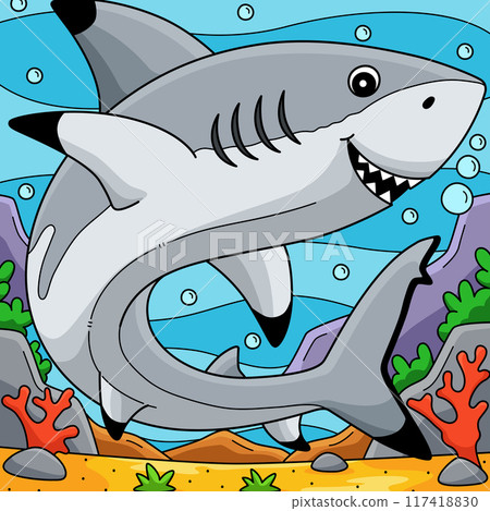 Blacktip Shark Colored Cartoon Illustration 117418830