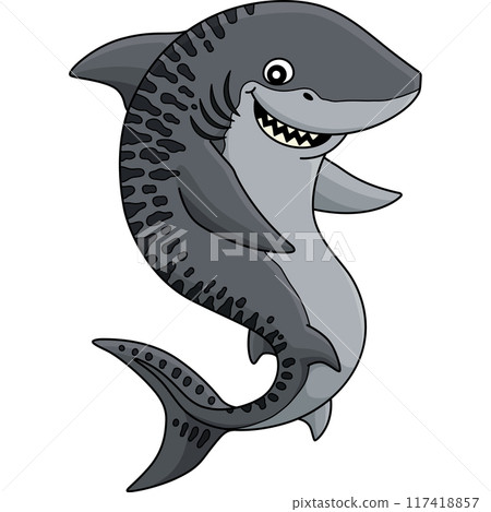 Tiger Shark Cartoon Colored Clipart Illustration 117418857
